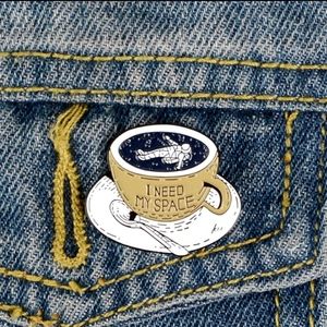 Space astronaut in coffee Tea cup Brooch